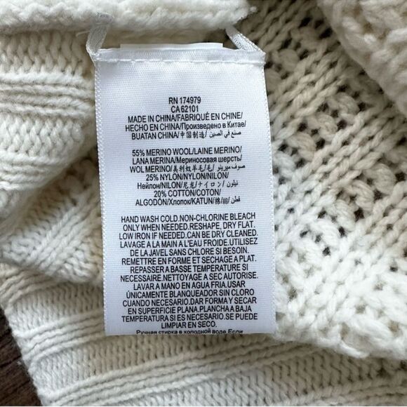 BCBGMaxAzria Gardenia Cream Sequin Merino Wool Mock Neck Tunic Sweater Sz Small - Picture 13 of 15